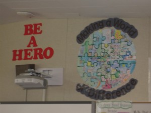 Angela's classroom walls are covered with encouragement for her students. Photo: Zaidee Stavely