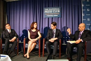 En el panel, de izquierda a derecha: Arturo Vargas-NALEO, Cristóbal Alex-Latino Victory Project President, Viviana Hurtado, The Wise Latina Club Founder Daniel Garza-The LIBRE Initiative Executive Director