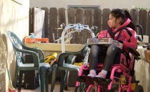 Nine-year-old Jacqueline Funes was wounded by a stray bullet outside her house. Photo: Adam Grossberg/KQED.