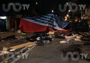 Así quedó el campamento de los maestros tras el desalojo perpetrado por la policía federal mexicana. Foto: http://www.unotv.com