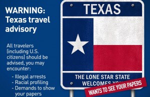 La Unión Americana de Libertades Civiles (ACLU) emitió una “alerta para viajeros” que informa a quienes planeen viajar próximamente a Texas sobre la posible violación de sus derechos constitucionales cuando sean detenidos por los oficiales de policía. Foto: ACLU via twitter.