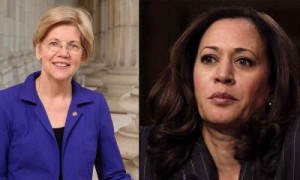 Senadoras demócratas Elizabeth Warren, de Massachusetts (izq), y Kamala Harris, de California, las más bocales de la cámara alta contra las políticas antinmigrantes de Trump. Foto: www.liberaladvocate.com.