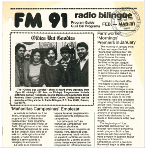Miembros del programa Oldies But Goodies, uno de los programas de la nostalgia musical en el segundo año de transmisión de Radio Bilingüe.