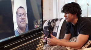 Ignacio Gutiérrez Ramírez habla con su papá, José Luis Ruiz Arévalos por videollamada. Foto: Jennifer Molina.