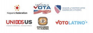 Logotipos de organizaciones políticas pro inmigrantes que piden a Biden acción ejecutiva en migración. Foto: José López Zamorano.