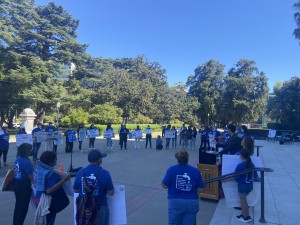 Activistas por el derecho al agua, protestan en Sacramento, California. Foto: Esther Quintanilla.